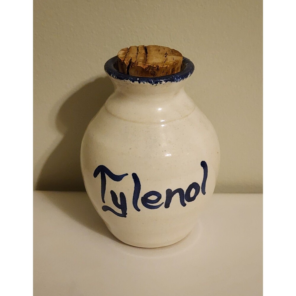 Nichols Pottery Vintage-style Ceramic Jar Labeled "Tylenol" 1998